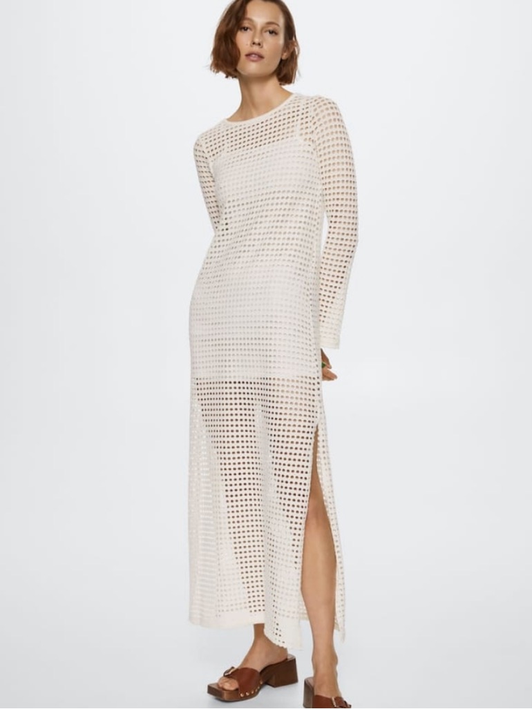 Mango Openwork Maxi Dress. Cream. Size Xs. New With Tags.